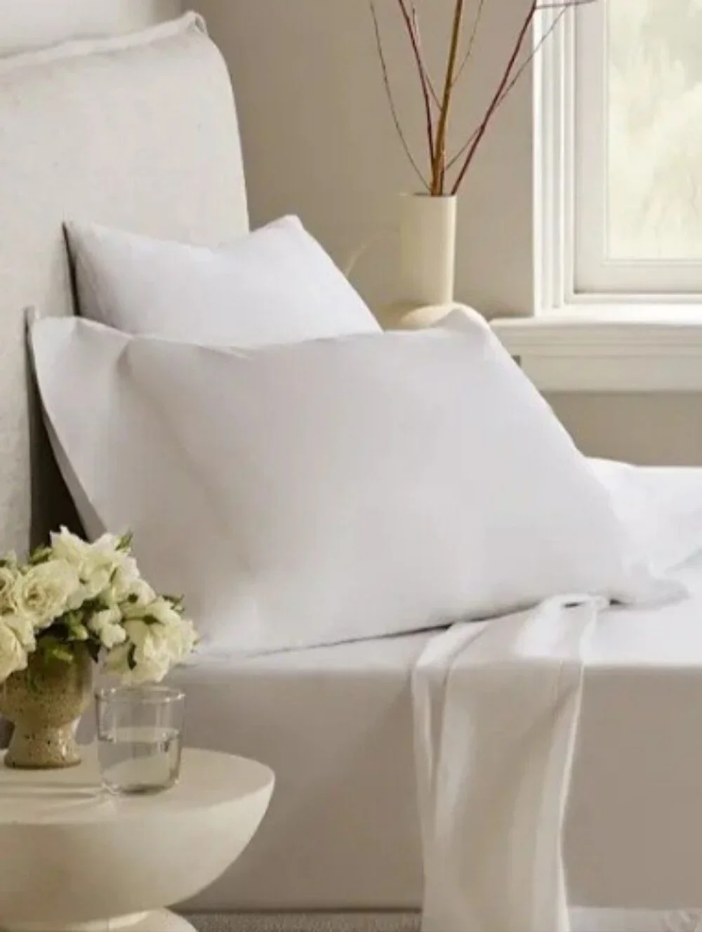 Quince Organic Crisp Percale Pillowcase Set - King, White